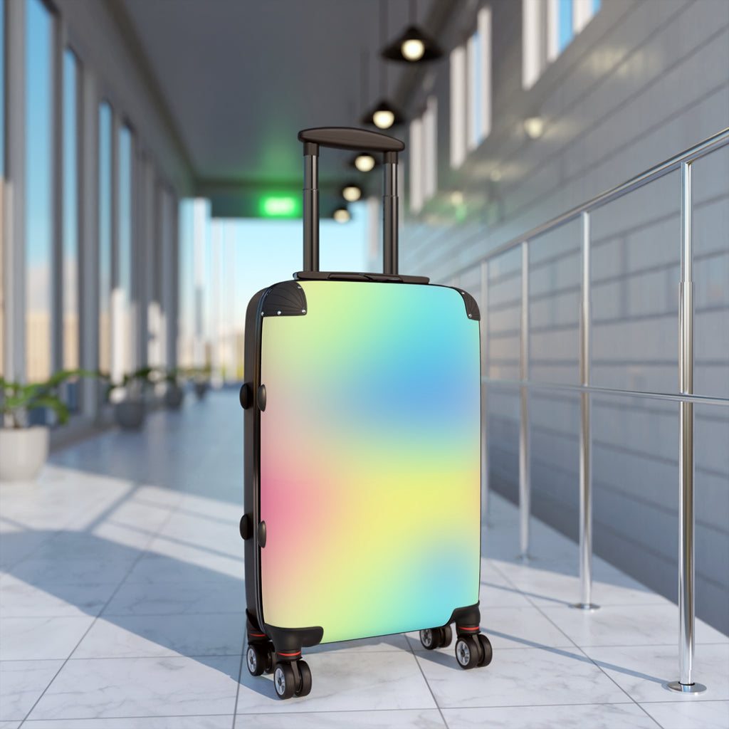 Pastel Gradient Carry-On Suitcase — Holographic Travel Luggage