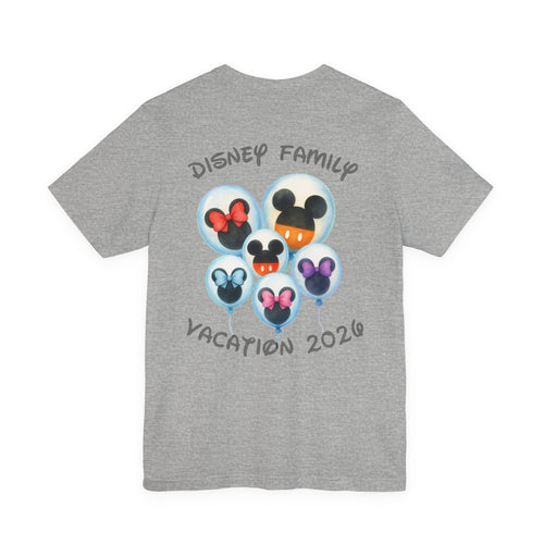 Disney Family Vacation 2026 T-Shirt — Mickey Balloon Graphic Tee