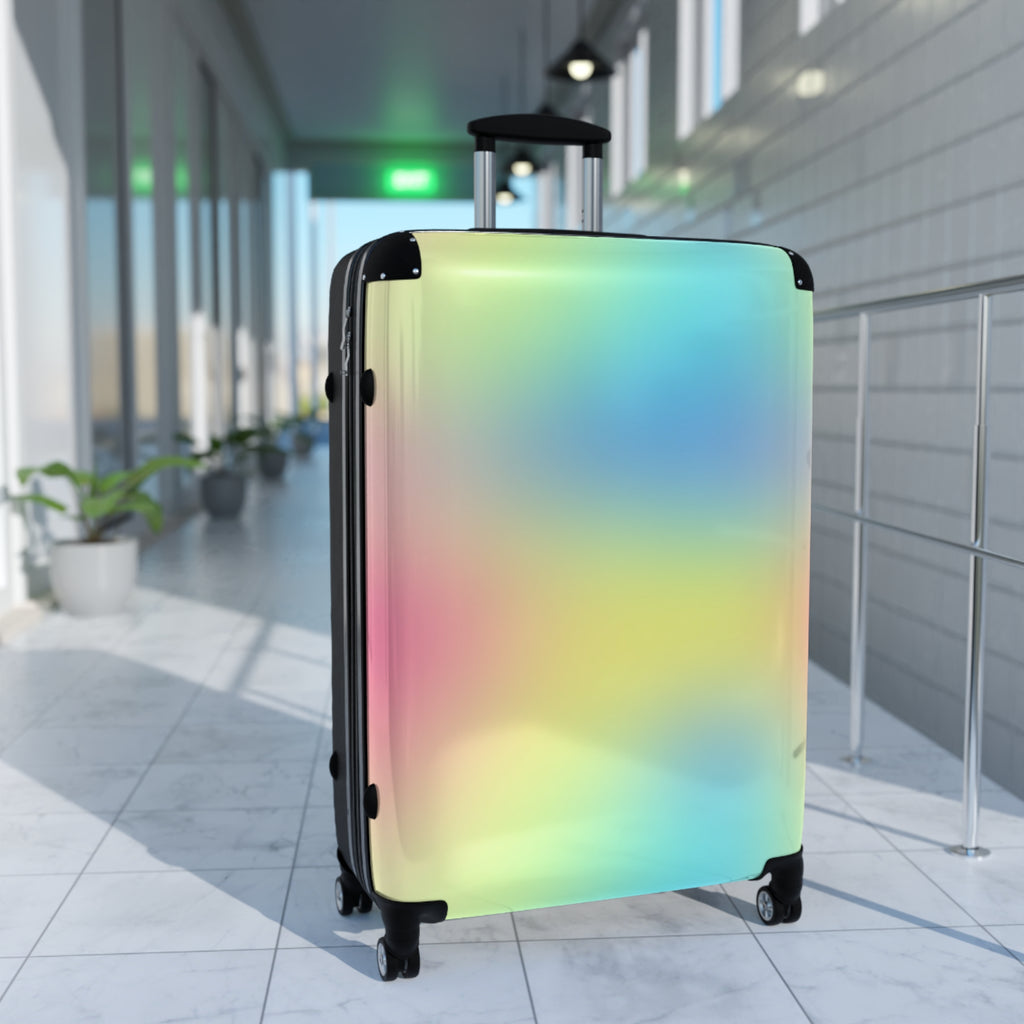 Pastel Gradient Carry-On Suitcase — Holographic Travel Luggage