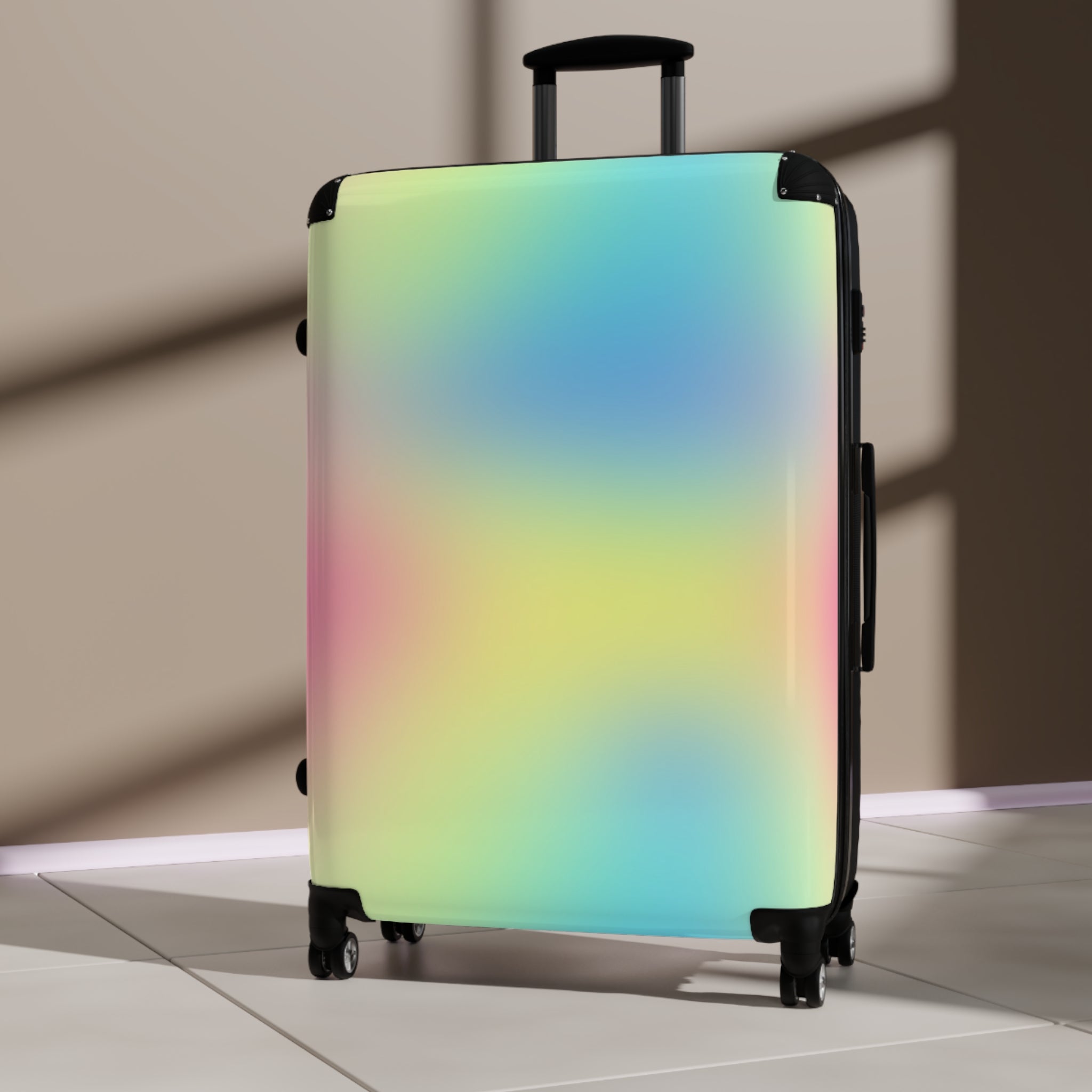 Pastel Gradient Carry-On Suitcase — Holographic Travel Luggage