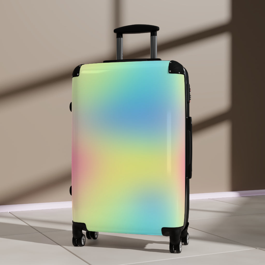 Pastel Gradient Carry-On Suitcase — Holographic Travel Luggage