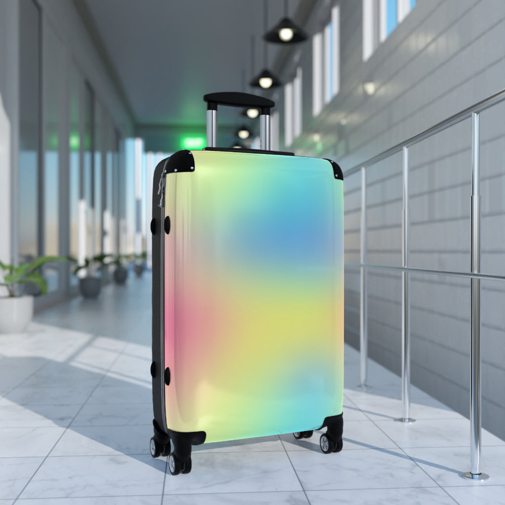 Pastel Gradient Carry-On Suitcase — Holographic Travel Luggage