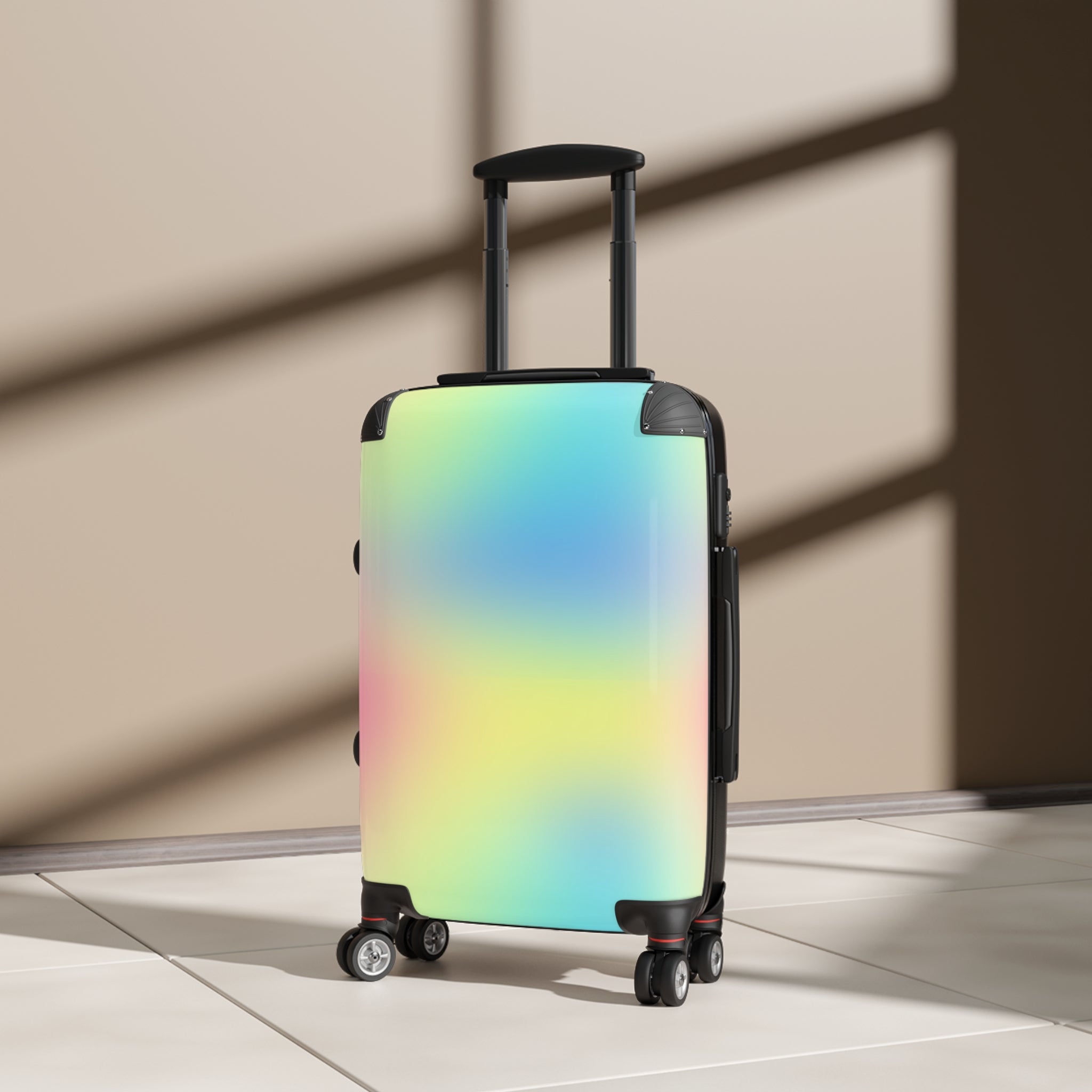 Pastel Gradient Carry-On Suitcase — Holographic Travel Luggage