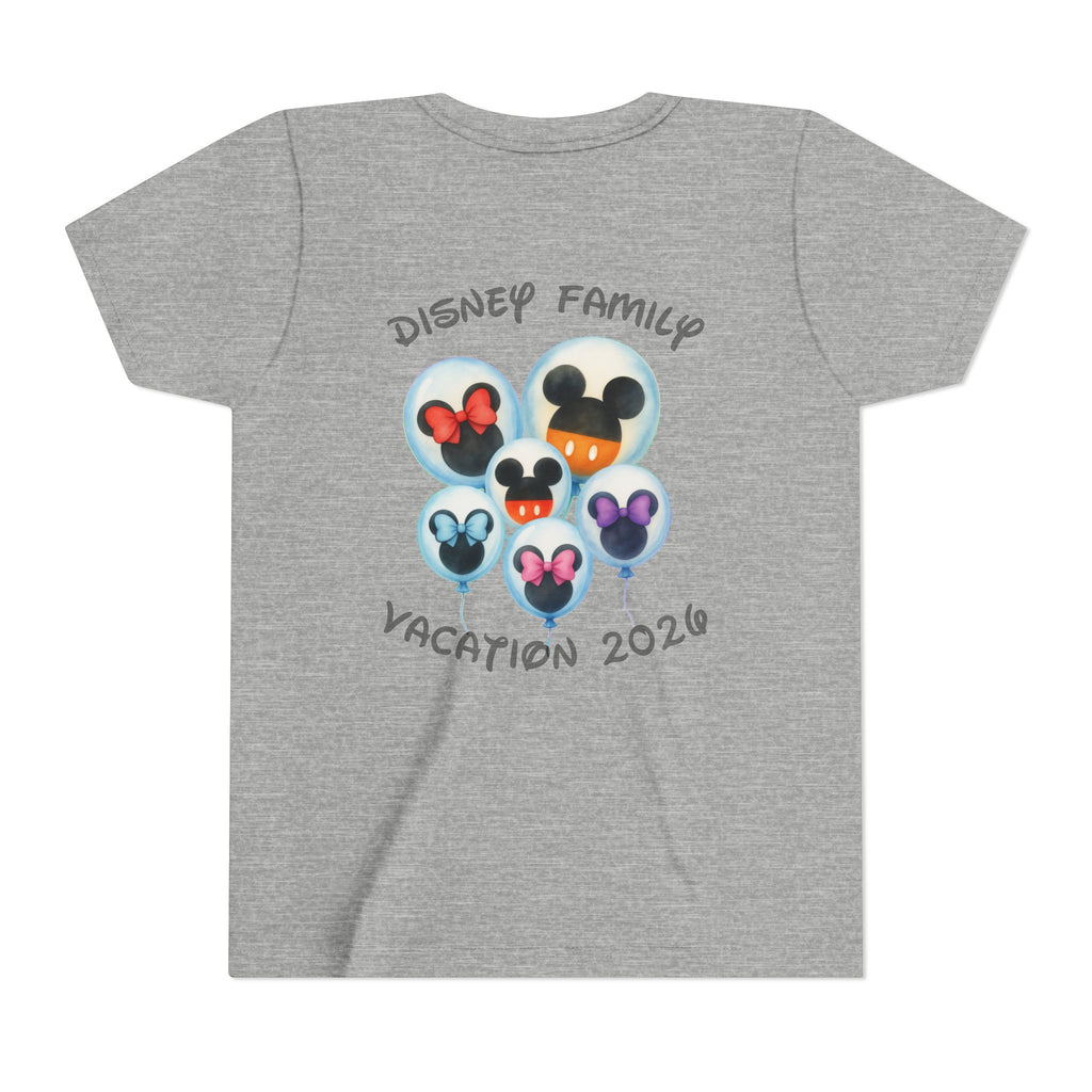 Youth Tee — Disney Family Vacation 2026 Balloon Mickey/Minnie Design