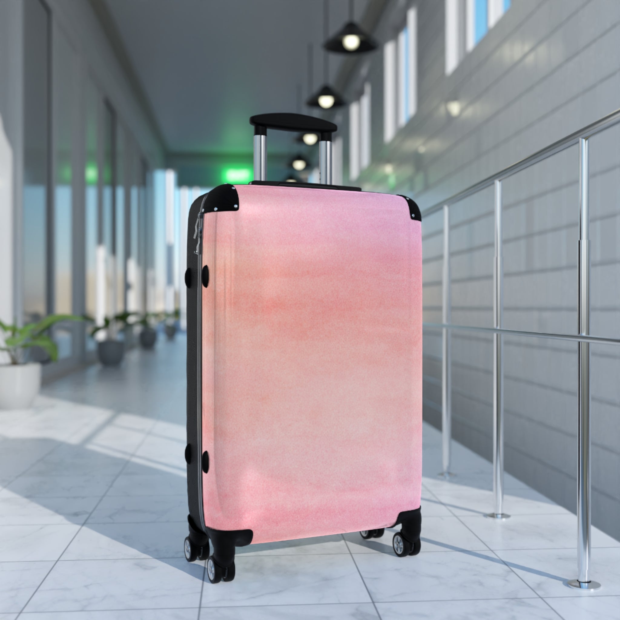 Pink Watercolor Carry-On Suitcase – Pastel Gradient Travel Luggage